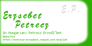 erzsebet petrecz business card